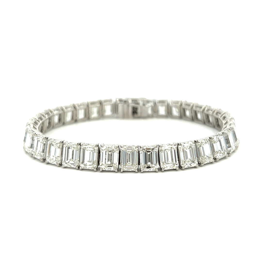 Private Reserve 18k White Gold and Emerald Cut Diamond 45.16 Total Weight Bracelet