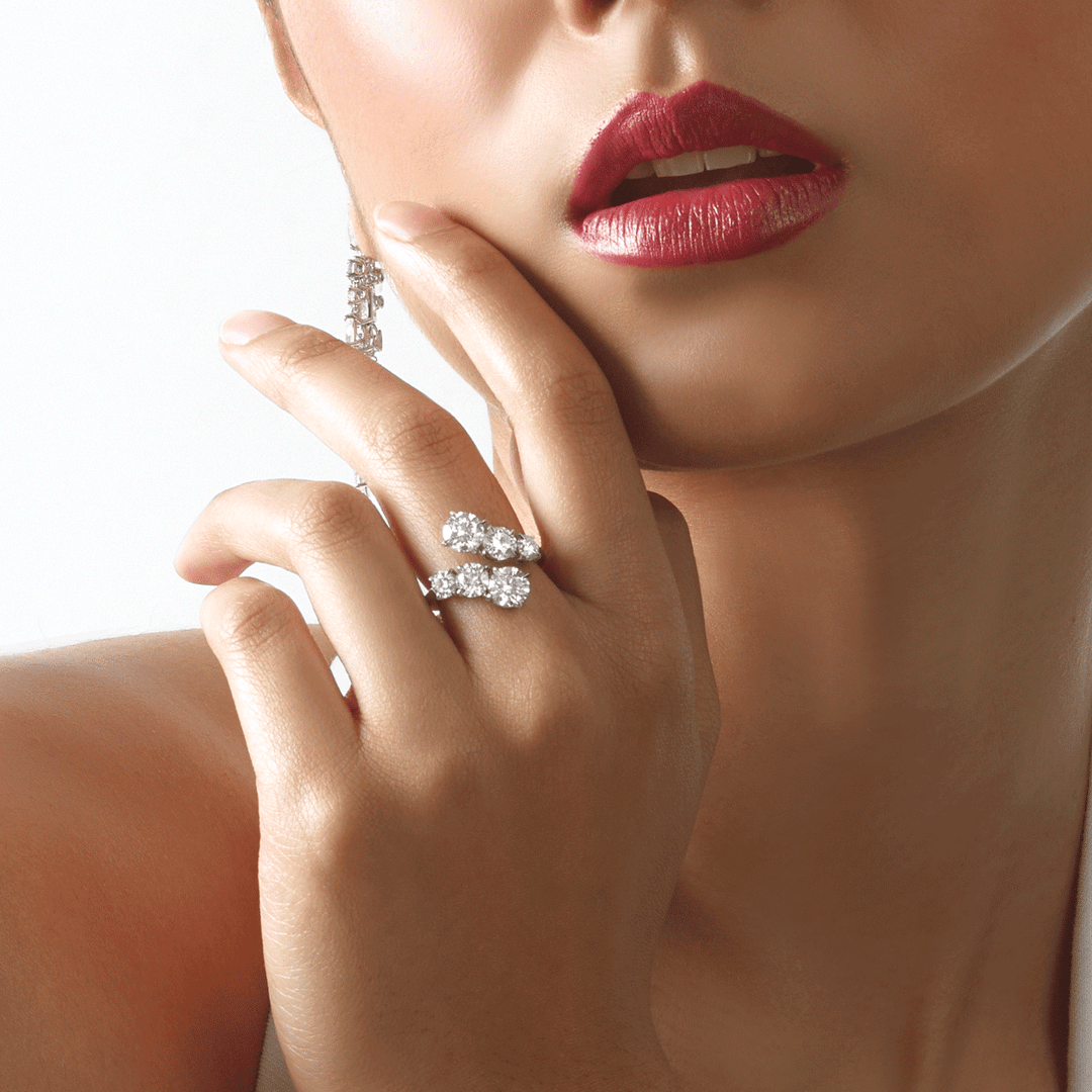 Hamilton Collection Platinum and Diamond Bypass Ring