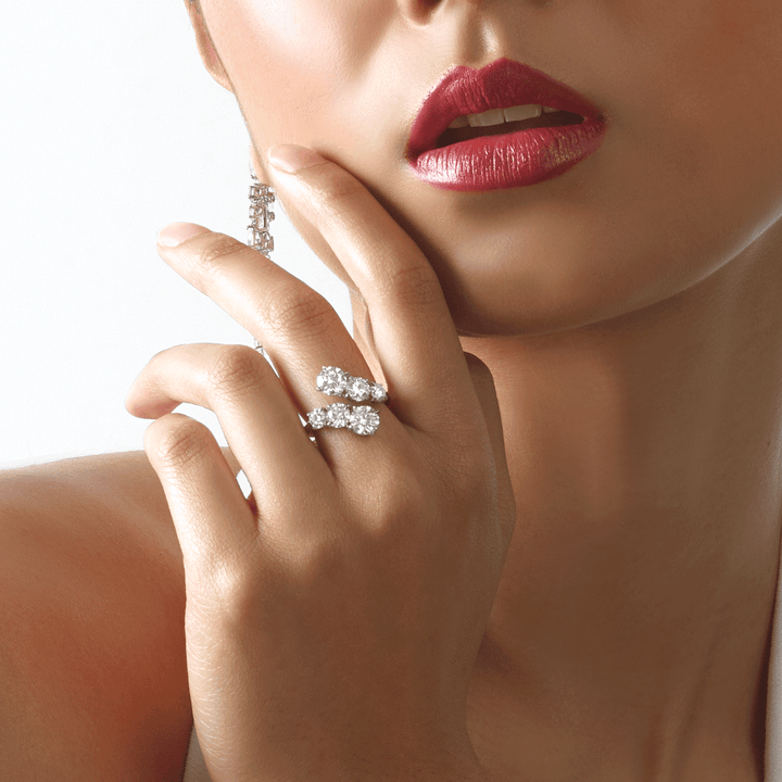 Hamilton Collection Platinum and Diamond Bypass Ring