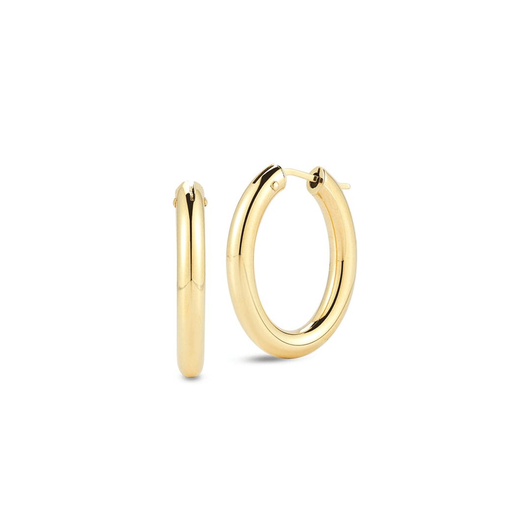 Roberto Coin Perfect 18k Yellow Gold Designer Gold Medium Oval Hoop Earrings