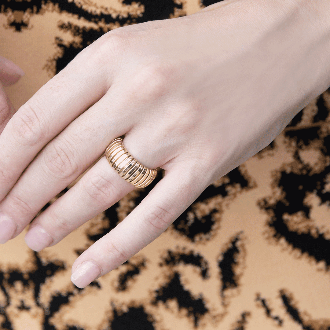 1970's 18k Rose Gold 10mm Woven Cobra Ring