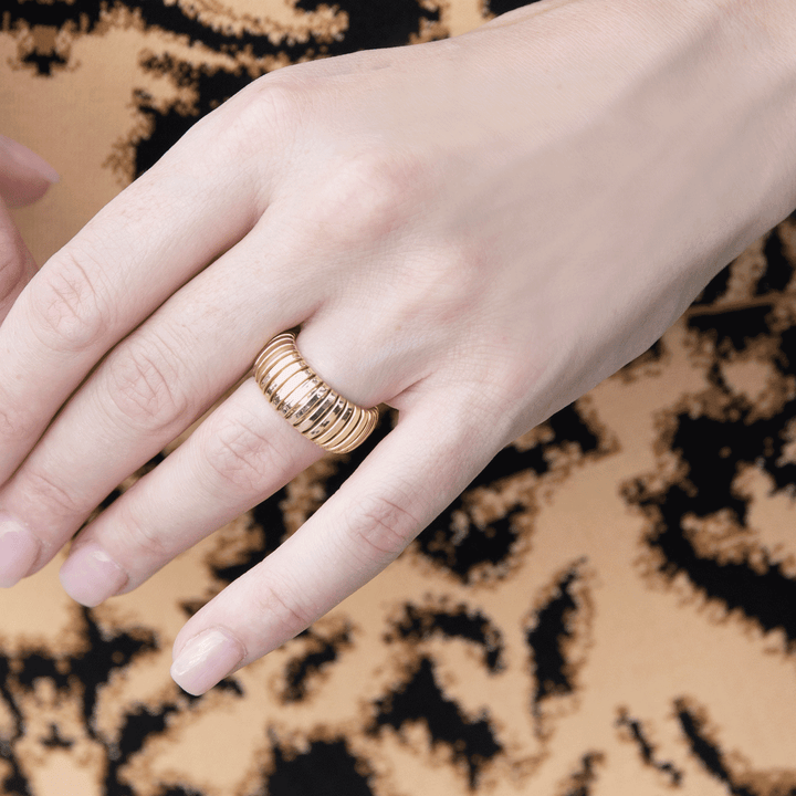 1970's 18k Rose Gold 10mm Woven Cobra Ring