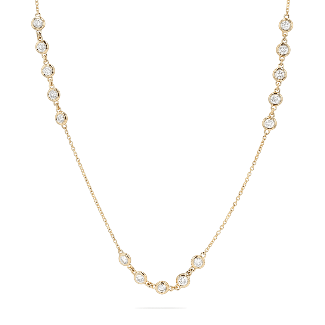 14k Yellow Gold and Diamond 1.64 Total Weight Station Necklace