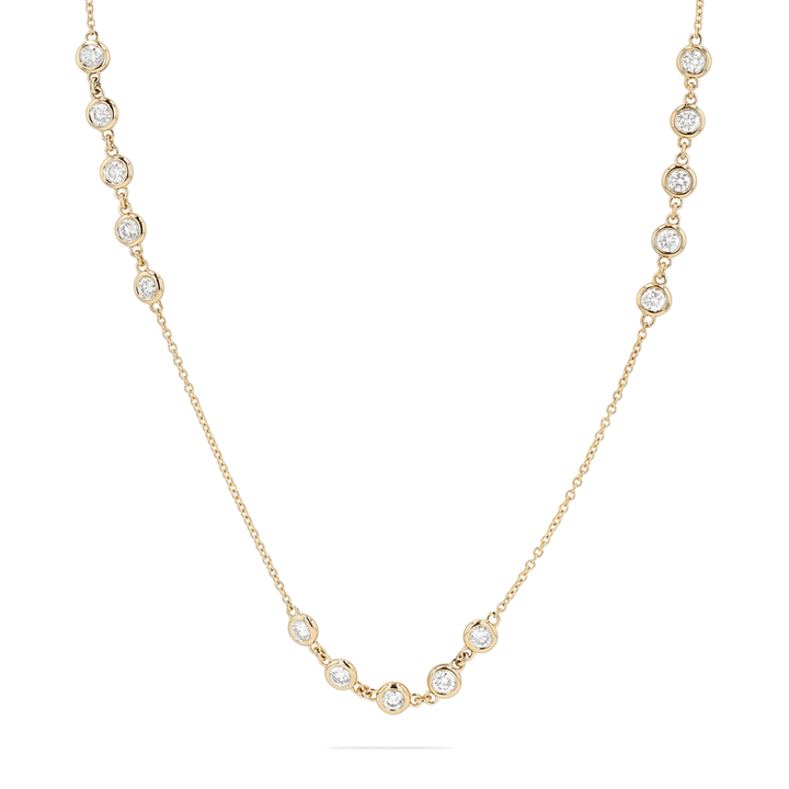 14k Yellow Gold and Diamond 1.64 Total Weight Station Necklace