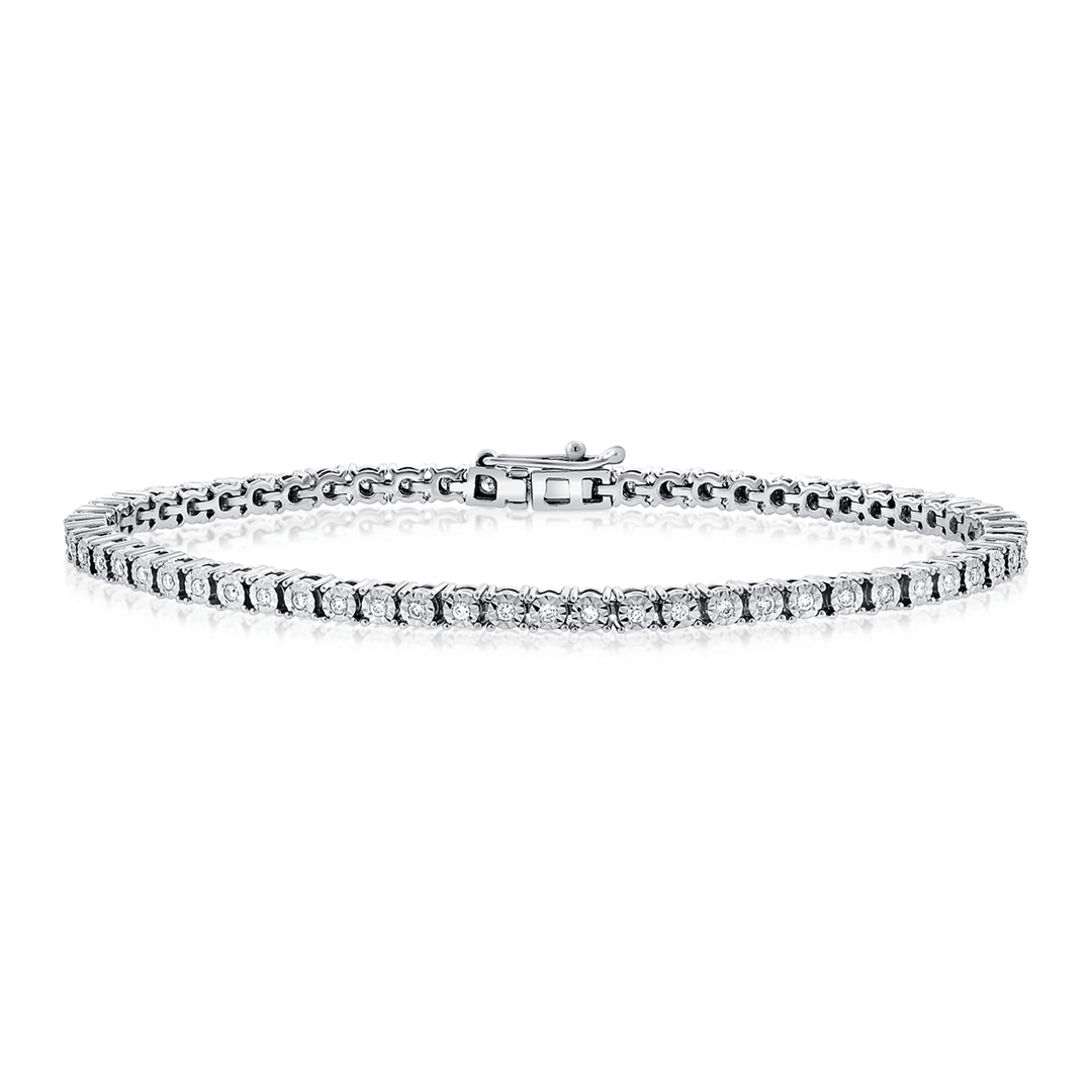 14k White Gold and .55 Total Weight Diamond Line Bracelet