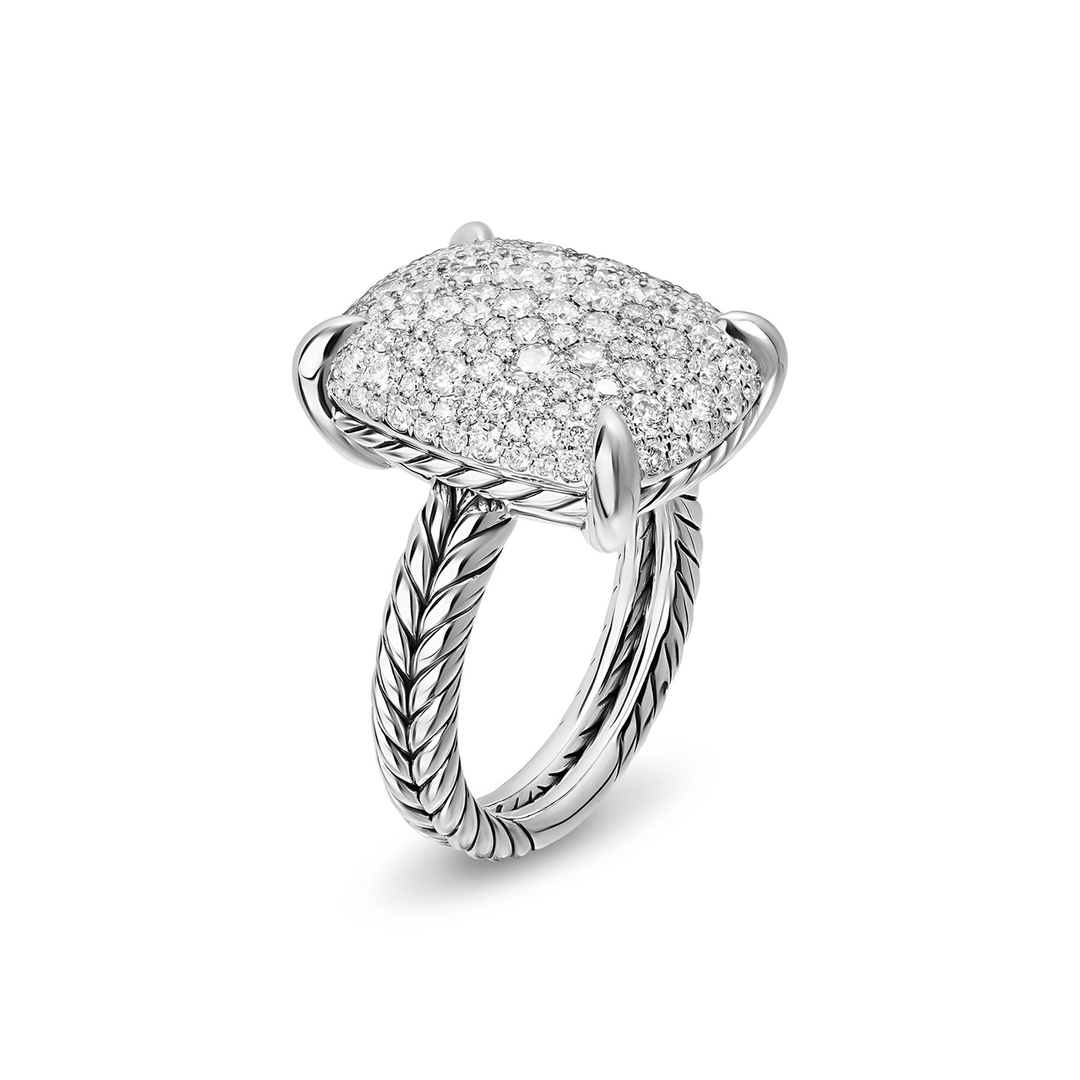 David Yurman Chatelaine® Elongated Ring Sterling Silver with Diamonds, 19mm