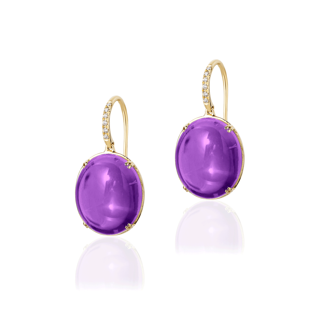 Goshwara Freedom 18k Yellow Gold Amethyst and Diamond Earrings