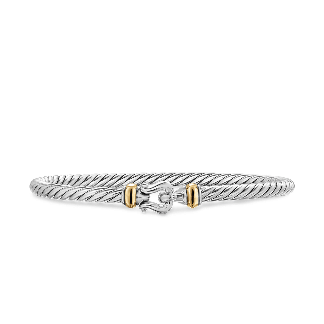 David Yurman Cable Flex® Buckle Bracelet Sterling Silver with 14K Yellow Gold, 4mm
