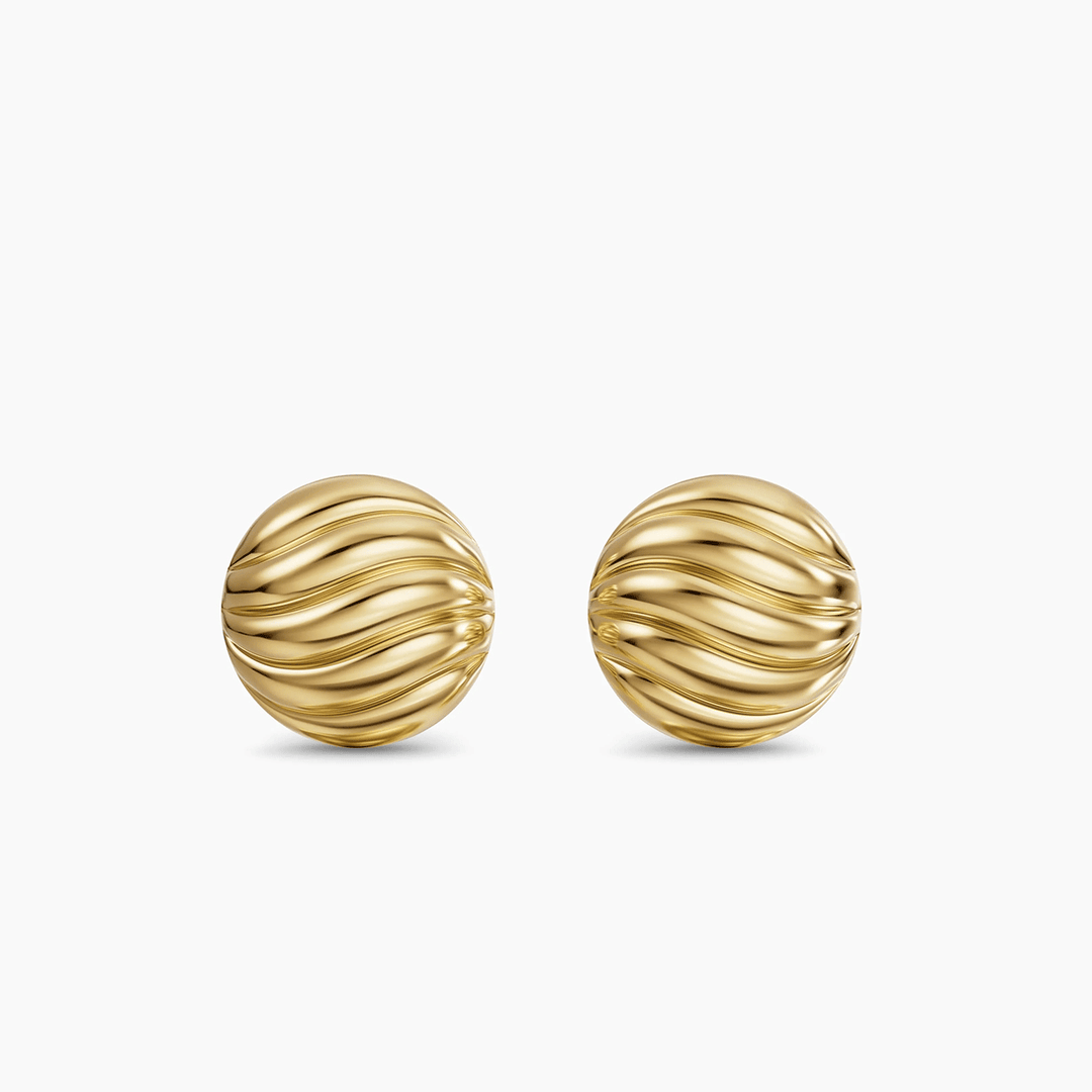 David Yurman Sculpted Cable Stud Earrings 18K Yellow Gold, 9mm