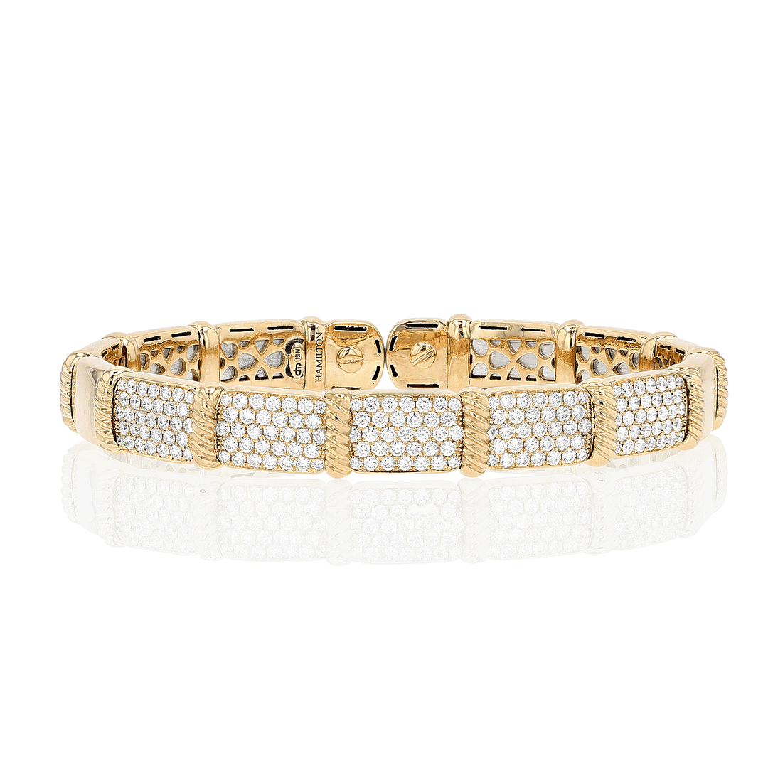 18k Yellow Gold and Diamond 1.87 Total Weight Cuff Bracelet