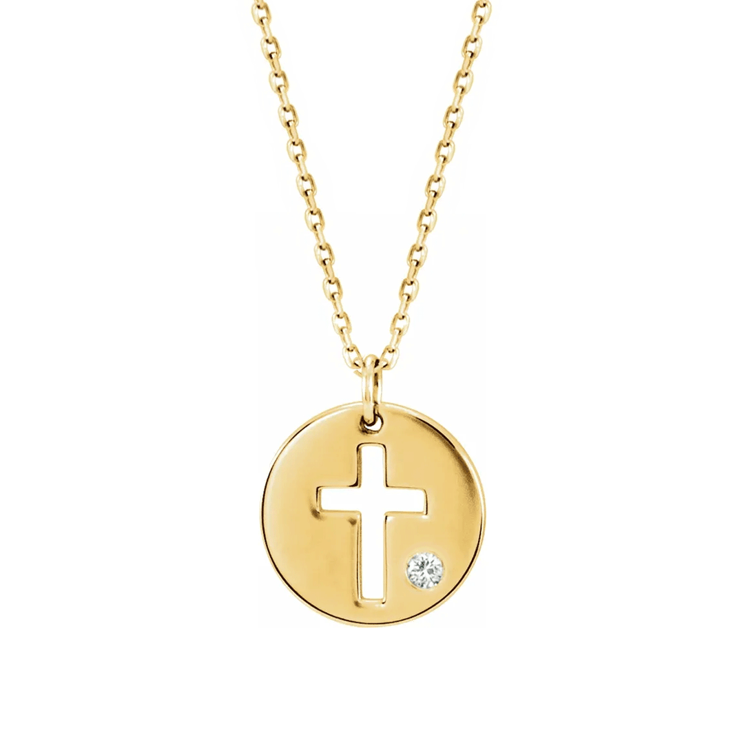 14k Yellow Gold Pierce Cross Pendant