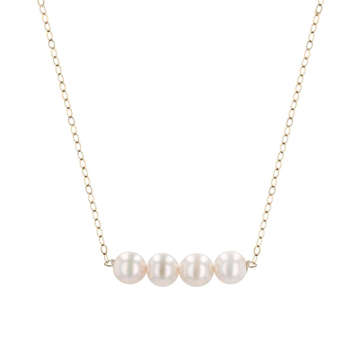 14k Yellow Gold Four Pearl Starter Necklace