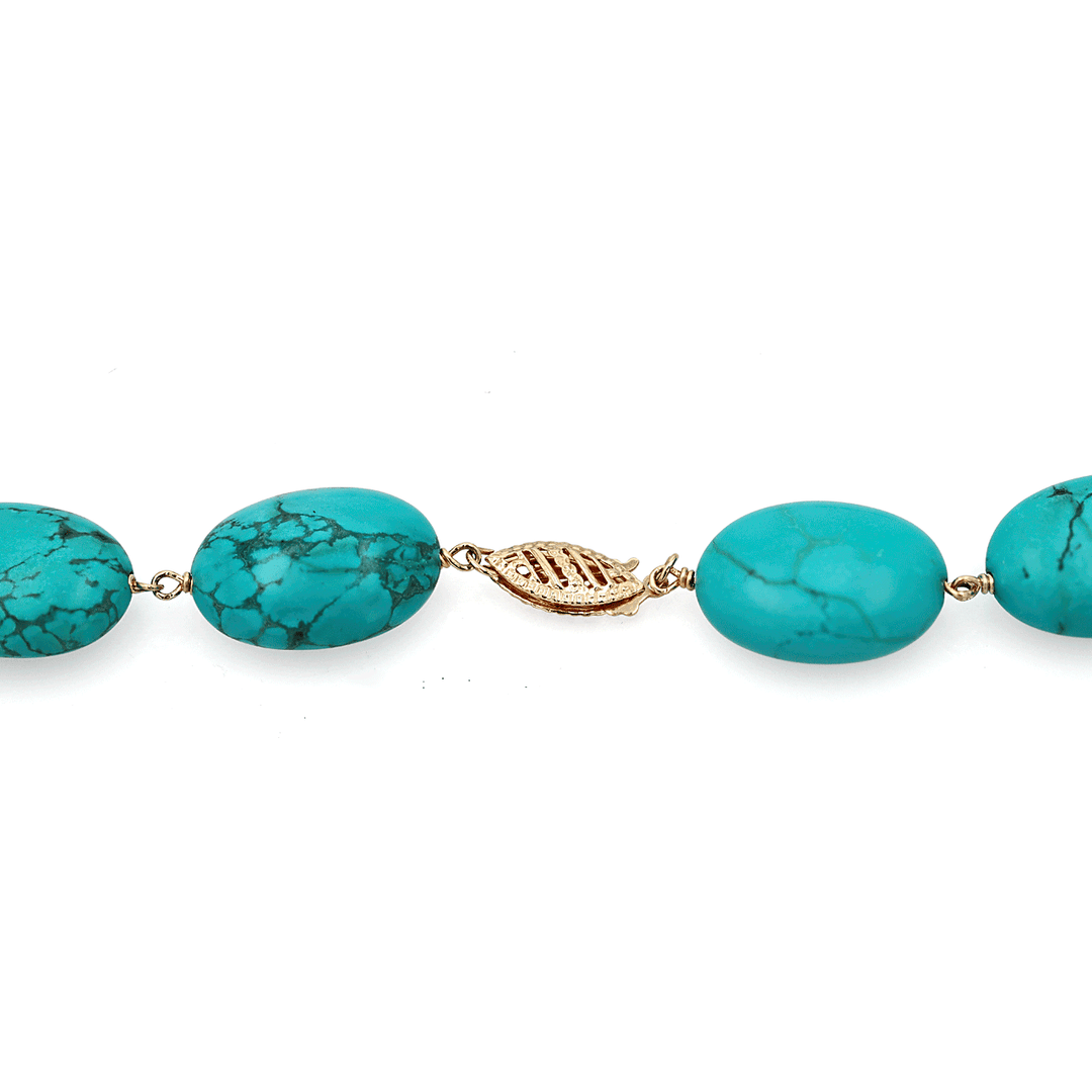 14k Yellow Gold and Turquoise 24 Inch Necklace