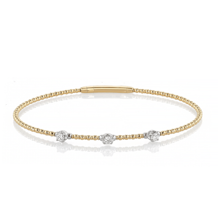 14k Yellow Gold White Gold and 0.22 Total Weight Flexible Bracelet