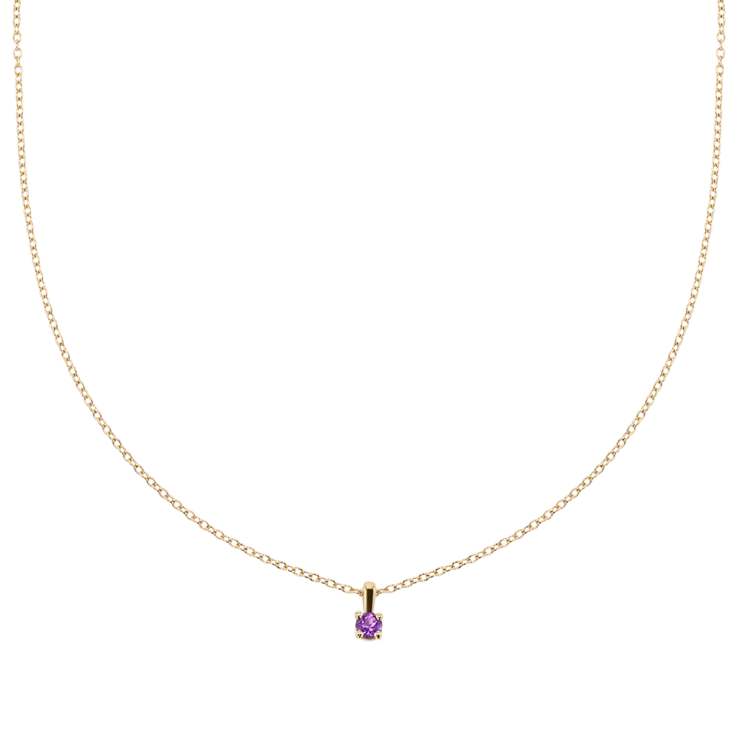 14k Yellow Gold and Amethyst Birthstone Pendant