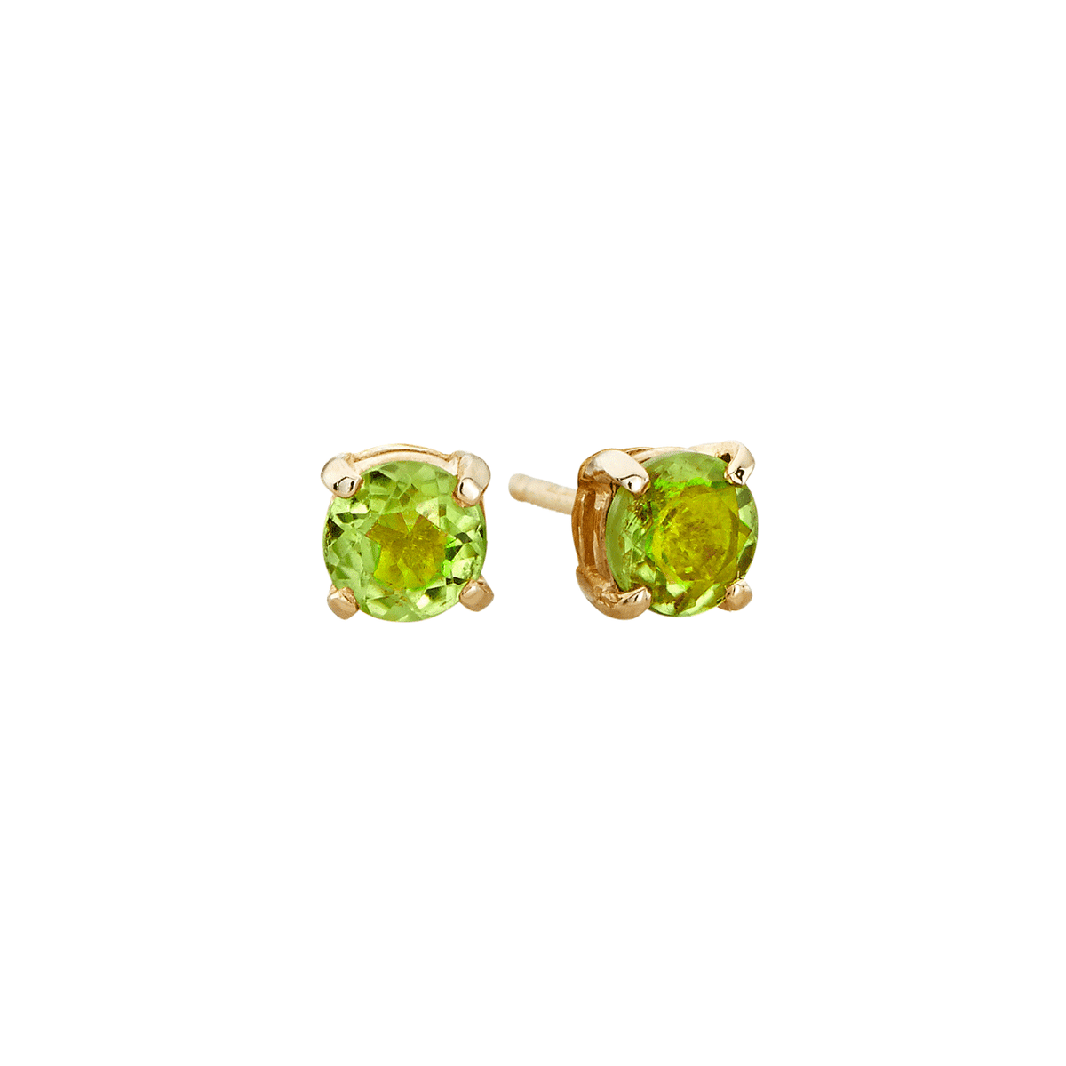 14k Yellow Gold and .50 Total Weight Peridot Stud Earrings