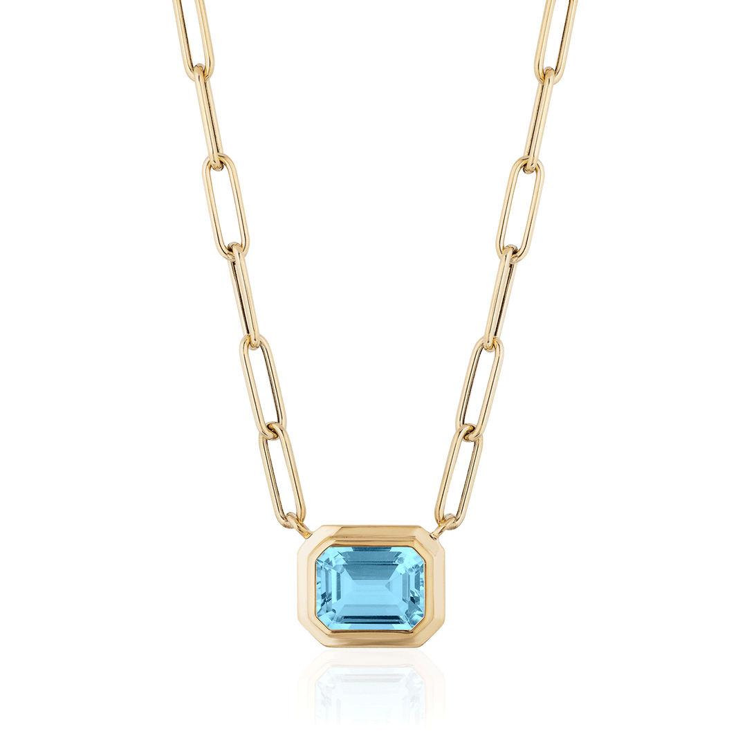 Goshwara Manhattan 18k Gold and Blue Topaz Pendant