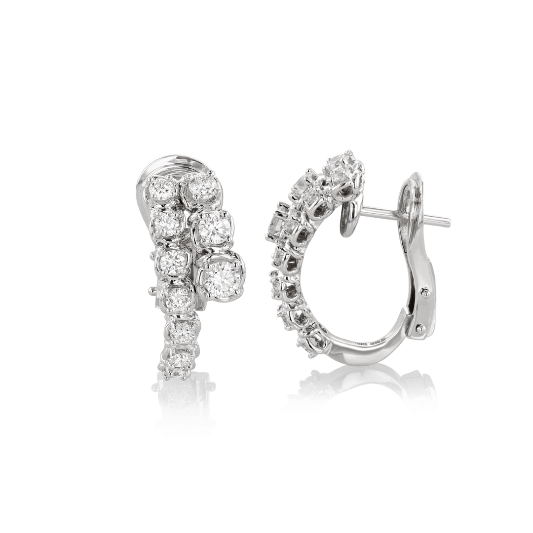 Hamilton Duet Collection 18k White Gold and 1.12 Total Weight Diamond Wrap Hoops