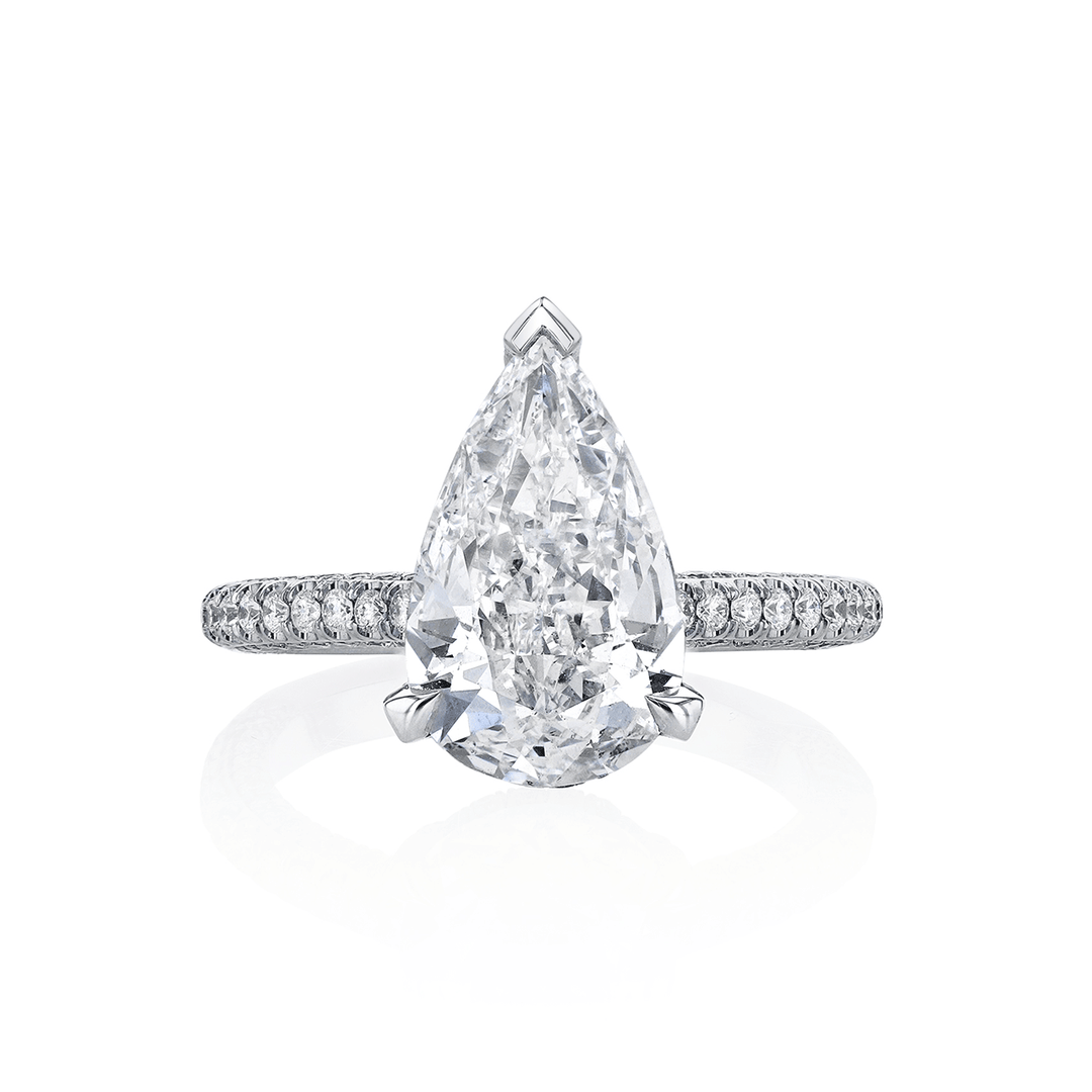 Platinum and 3.05 Total Weight Pear Shape Diamond Engagement Ring