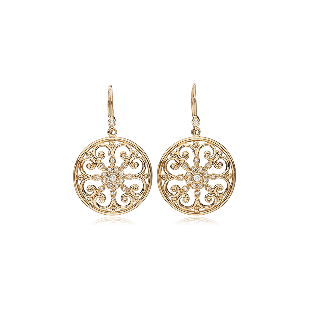 Arabesque 18k Gold .26 Total Weight Diamond Round Earrings