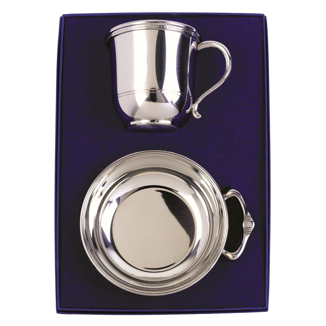 Hamilton Pewter Cup and Porringer