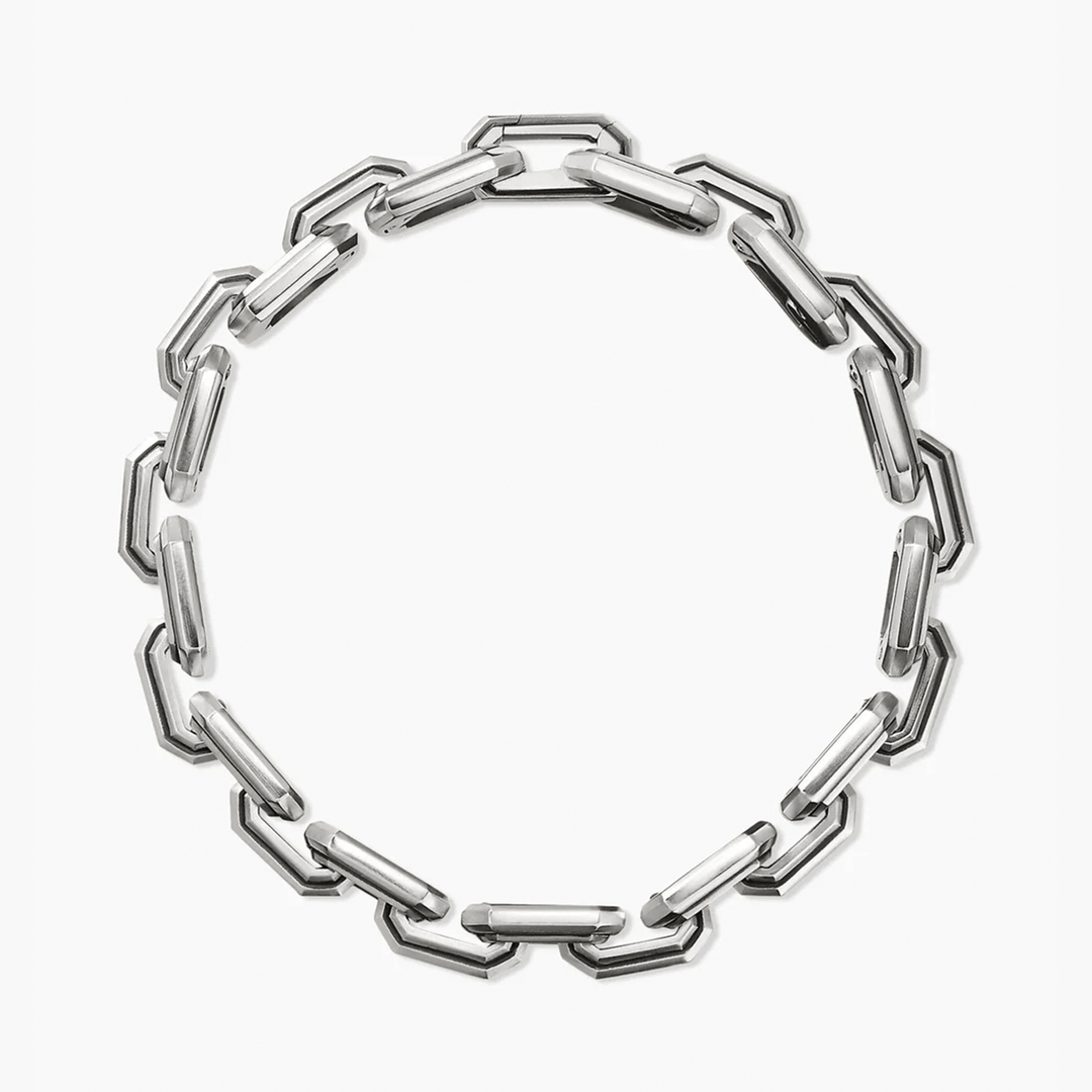 David Yurman Faceted Flat Link Bracelet Sterling Silver, 11mm