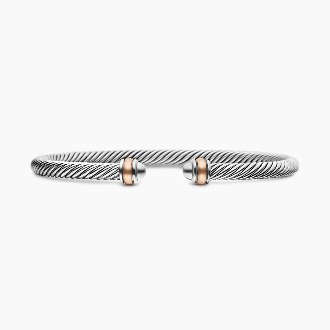 David Yurman Classic Cable Bracelet Sterling Silver with 18k Rose Gold, 4mm