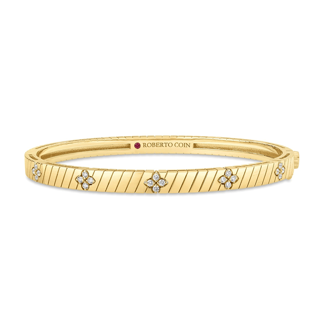 Roberto Coin Love in Verona 18k Yellow Gold and Diamond Bangle