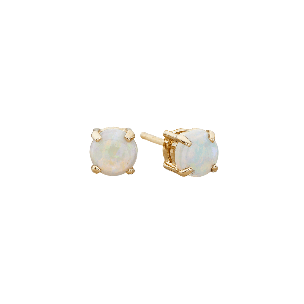 14k Yellow Gold and .50 Total Weight Opal Stud Earrings