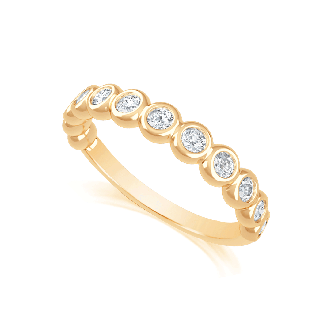 18k Yellow Gold and .41 Total Weight Round Diamond Bezel Band