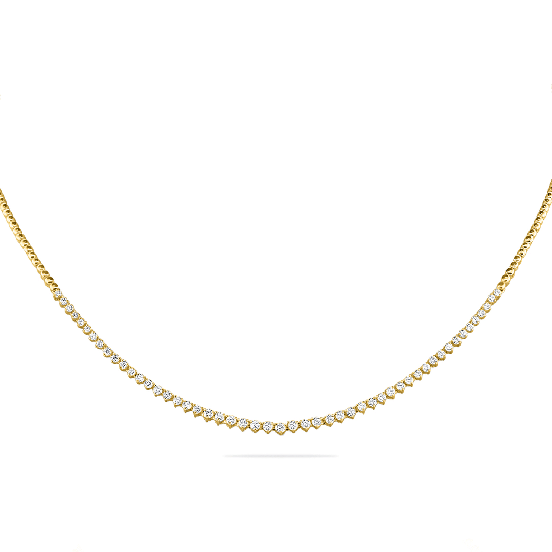 14k Yellow Gold and Diamond 1.60 Total Weight Line Necklace