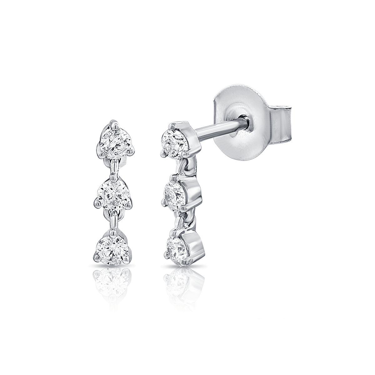 14k White Gold and 0.25 Total Weight Diamond Drop Earrings