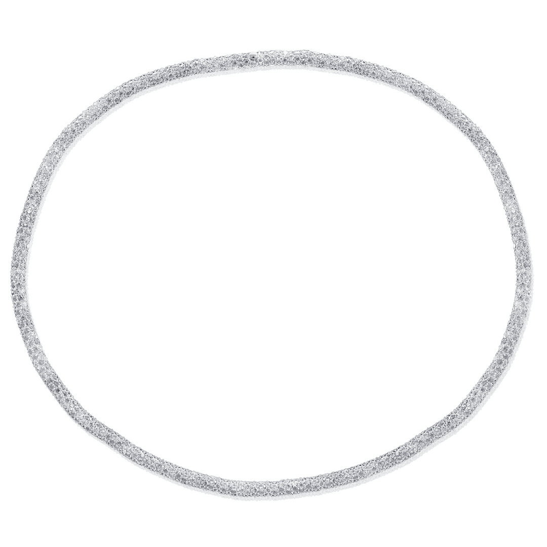 14k White Gold and Diamond 24.26 Total Weight 16 Inch Necklace