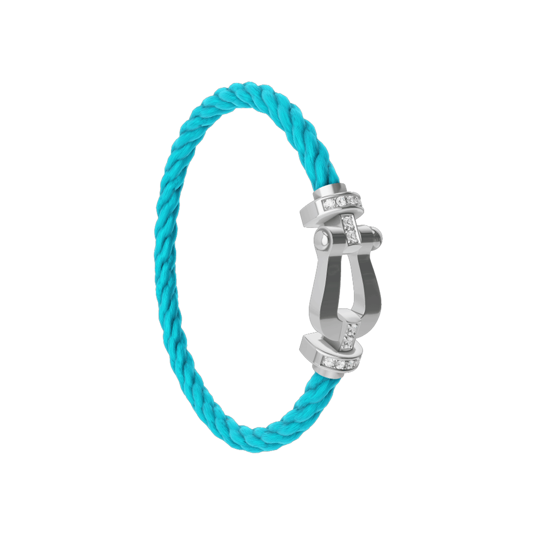 FRED Turquoise Cord Bracelet with 18k White Half Diamond LG Buckle, Exclusively at Hamilton Jewelers