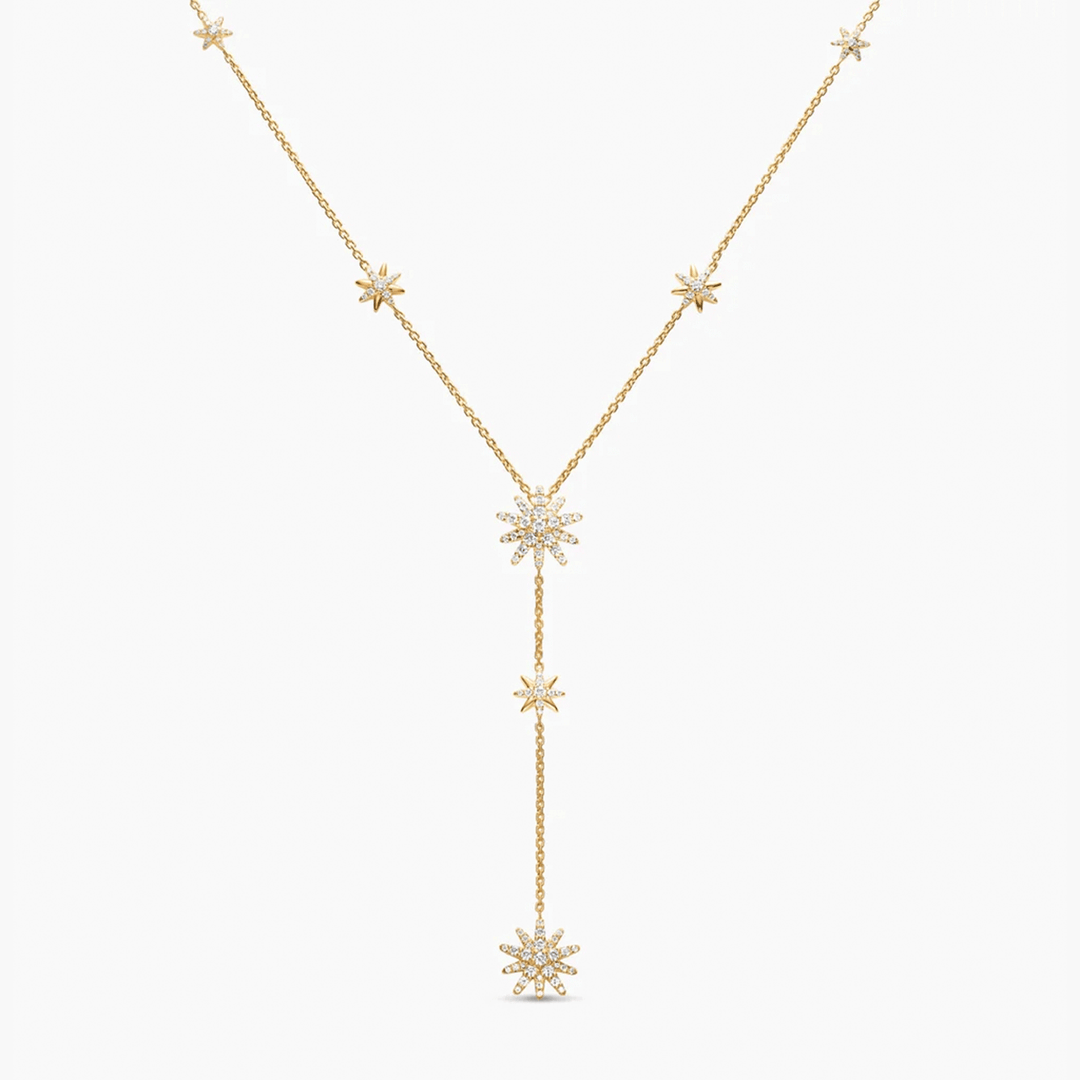 David Yurman Starburst Y Necklace 18k Yellow Gold with Diamonds, 76.7mm