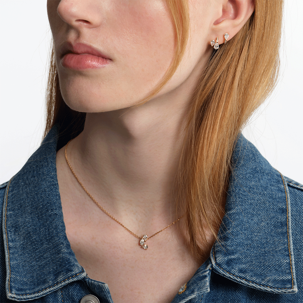 Repossi Serti Sur Vide 18k Rose Gold and Diamond Pendant Set