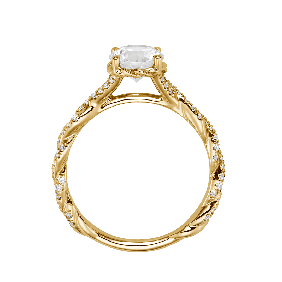 18k Yellow Gold and 1.51 Total Weight Round Diamond Full Twist Engagement Ring