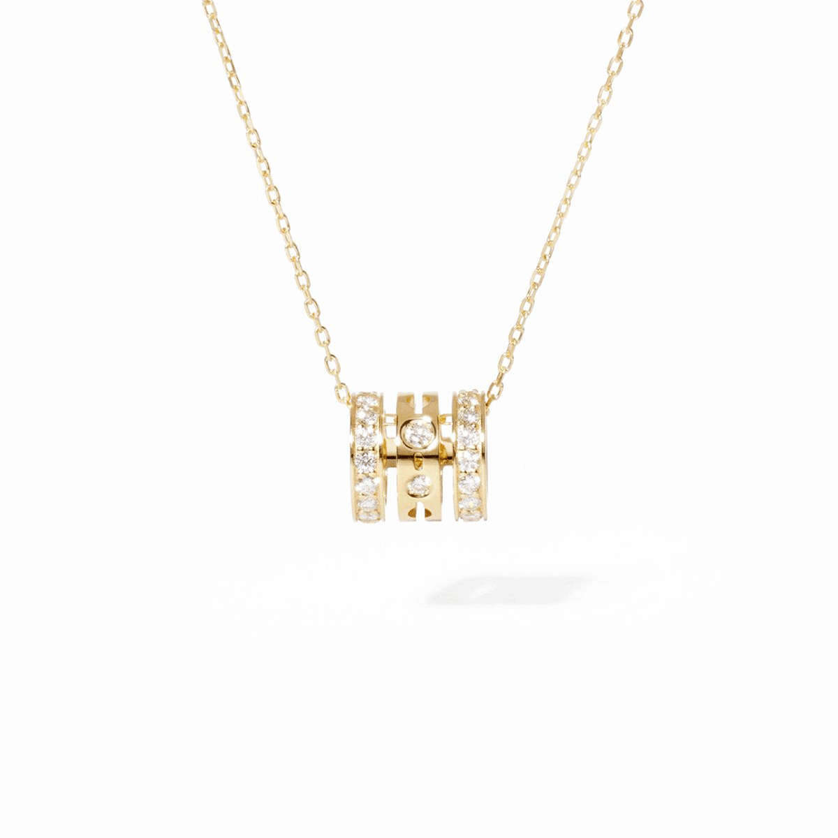Dinh Van 18k Pulse Pave Diamond .62 Total Weight 3 Row Pendant