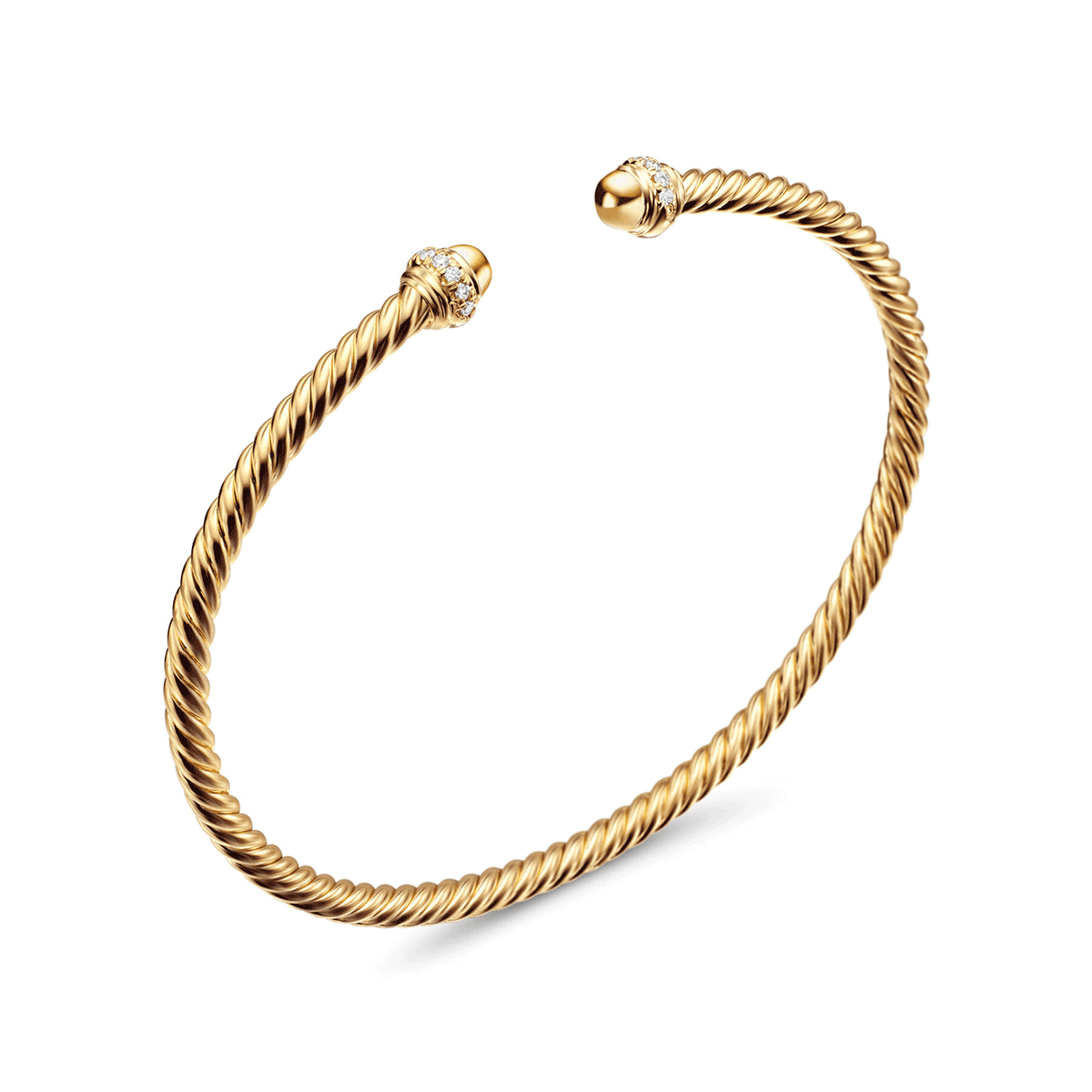 David Yurman Cable Spira Bracelet in 18k Yellow Gold with Diamonds, 3mm