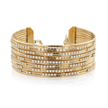 18k Yellow Gold and 2.34 Total Weight Diamond Multi Row Cuff
