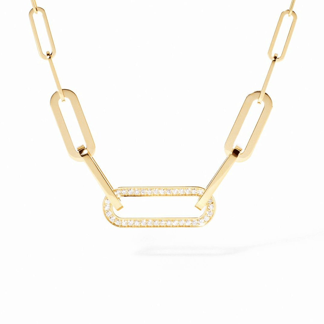 Dinh Van Maillon 18k Yellow Gold and Diamond L Necklace