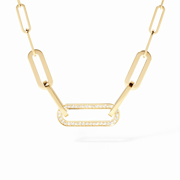 Dinh Van Maillon 18k Yellow Gold and Diamond L Necklace