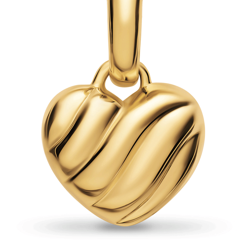 David Yurman Petite Puffy Cable Heart Amulet 18k Yellow Gold, 7.4mm