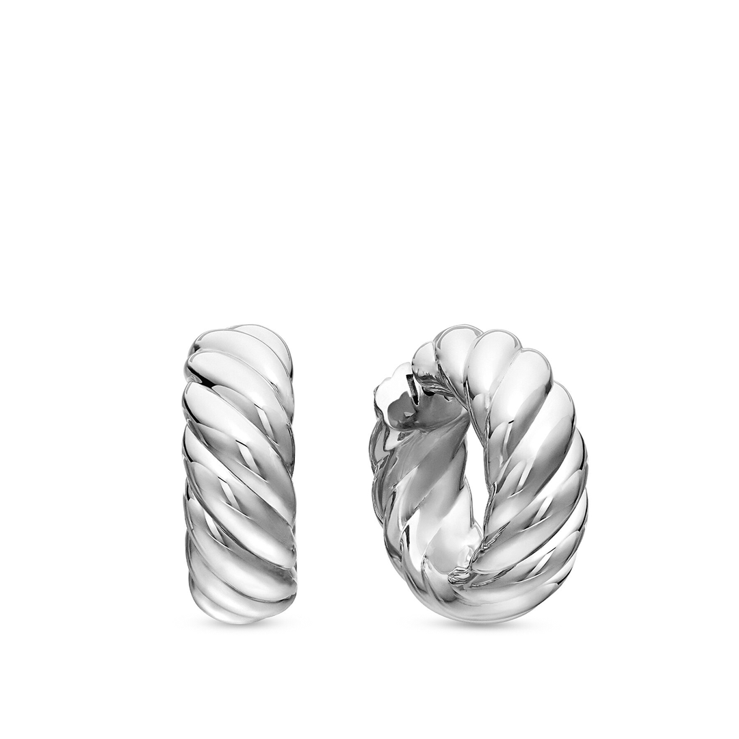 David Yurman Sculpted Cable Hoop Earrings Sterling Silver, 25mm