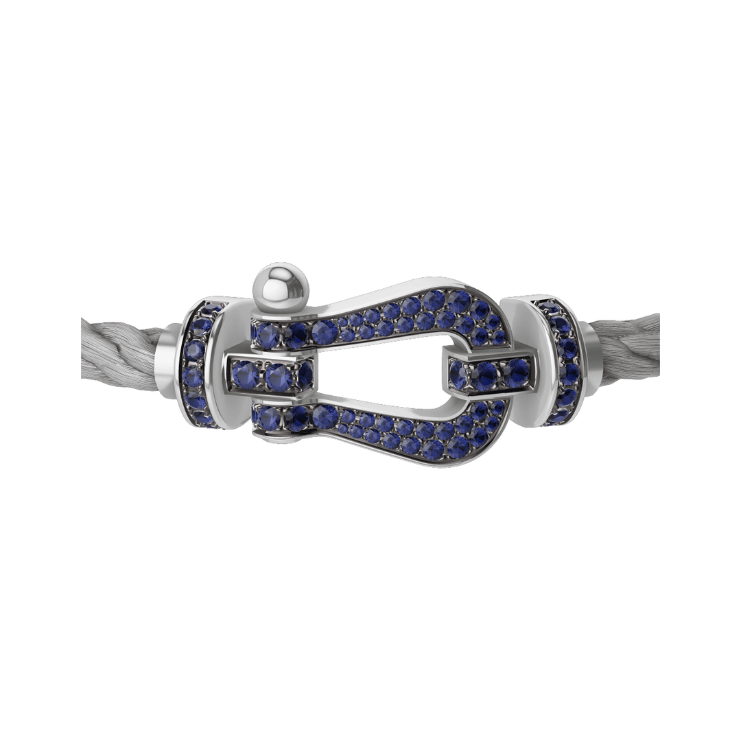 FRED FORCE 10 Steel Cord with 18k White Gold LG Full Pave Sapphire Buckle,  Exclusively at Hamilton Jewelers