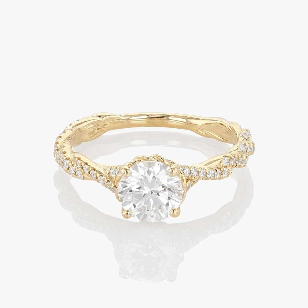 18k Yellow Gold and .93 Total Weight Twist Engagement Ring