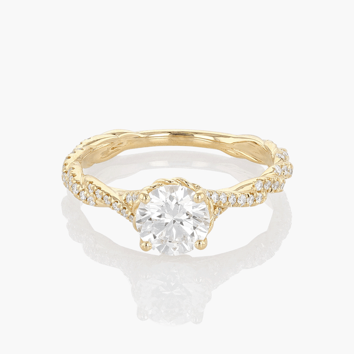 18k Yellow Gold and .93 Total Weight Twist Engagement Ring