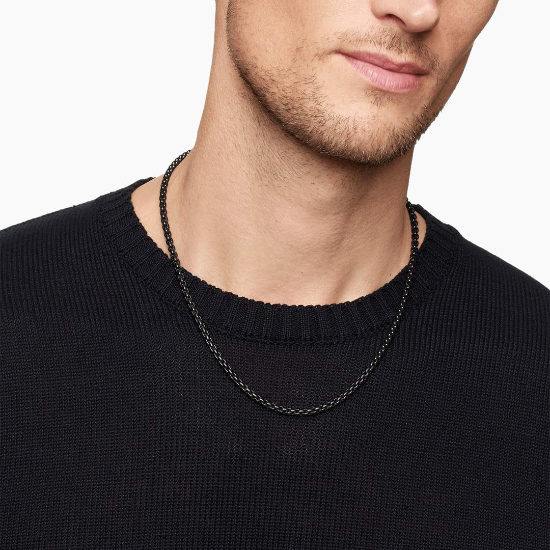 David Yurman Box Chain Necklace with Darkened Stainless Steel