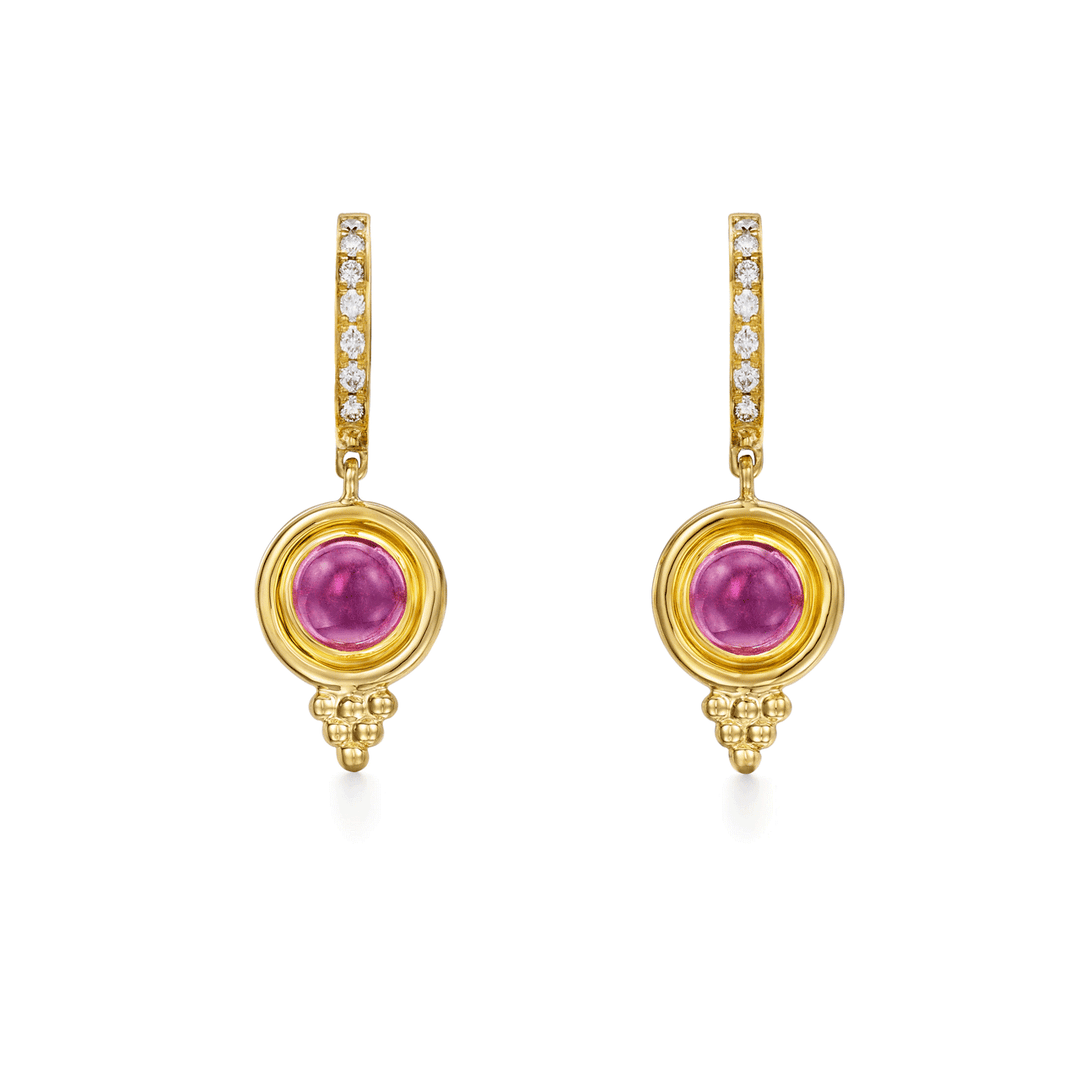 Temple St. Clair 18k Yellow Gold and Pink Tourmaline Classic Temple Earrings