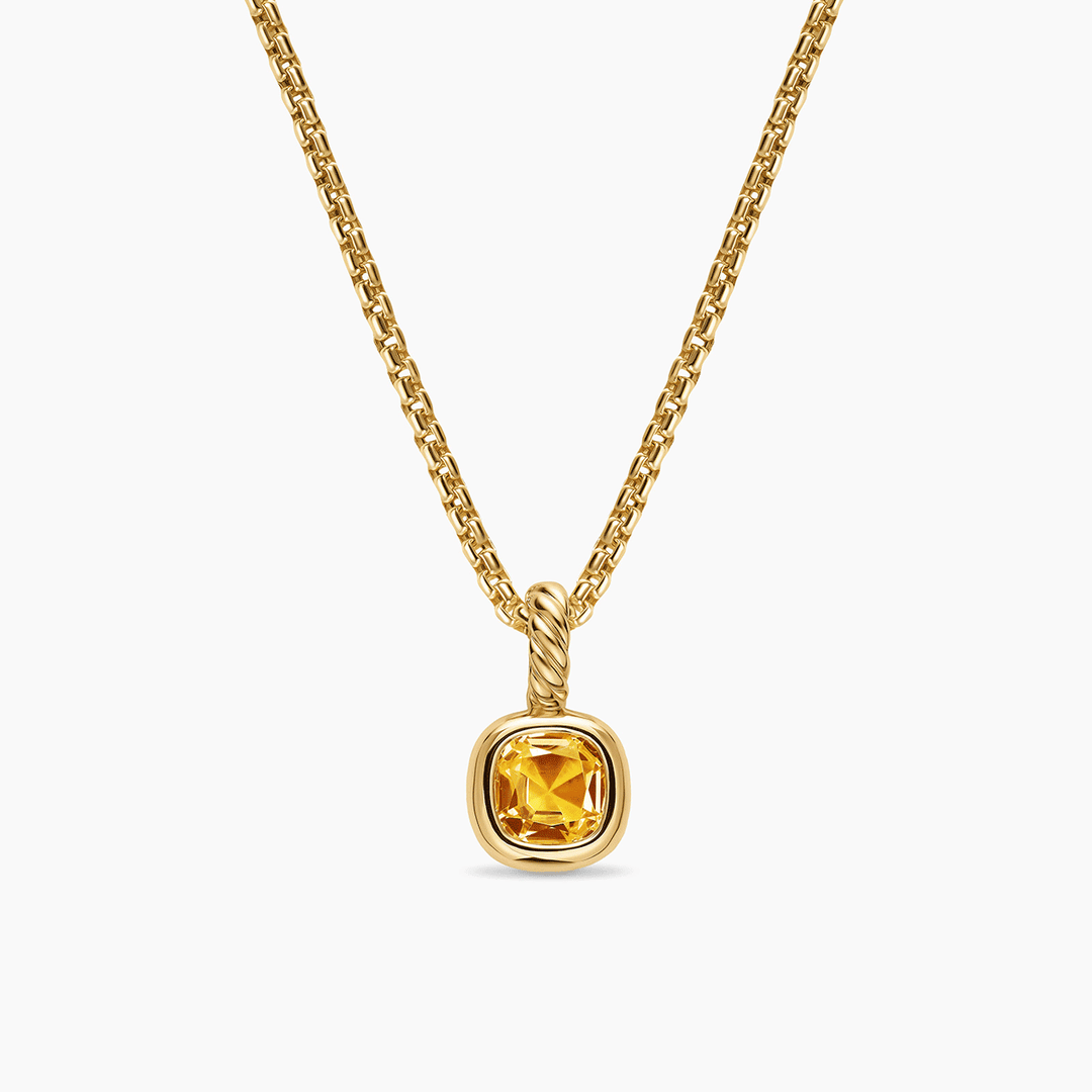 David Yurman Mini Cushion Cut Amulet 18k Yellow Gold with Citrine, 5.5mm